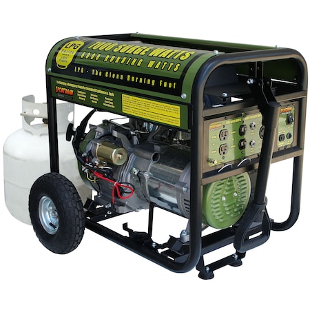 Sportsman Portable Generator, Liquid Propane, 6,000 W Rated, 7,000 W Surge, Electric, Recoil Start, 50/25 A GEN7000LP